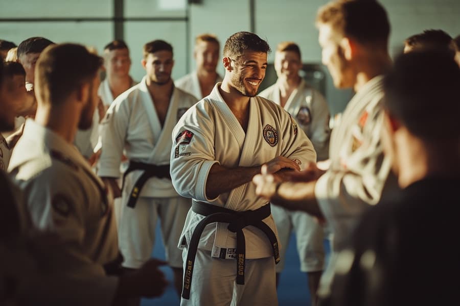 Salut de gants entre deux boxeurs à l'entraînement